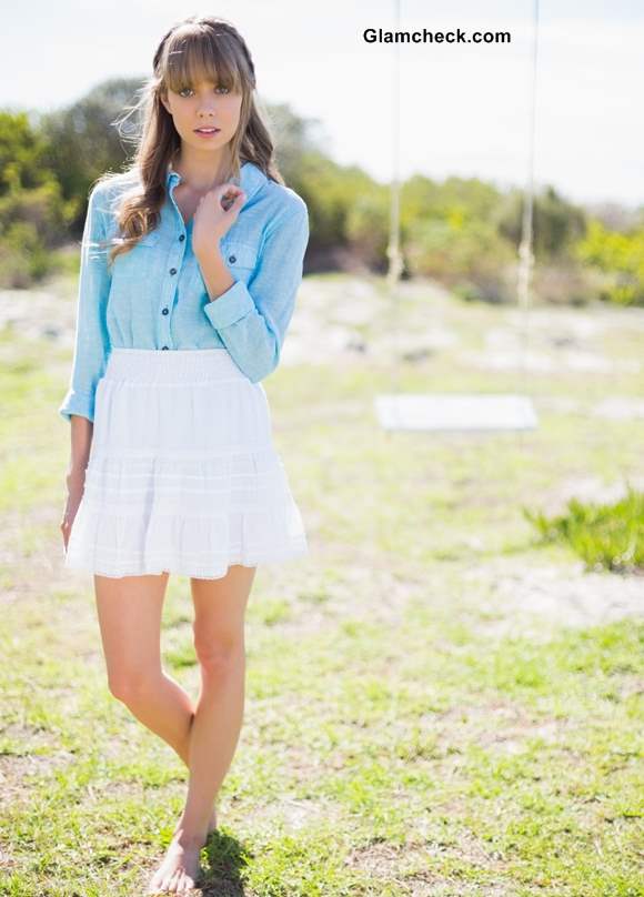 Wearing a Denim Shirt with a Flirty White Skirt