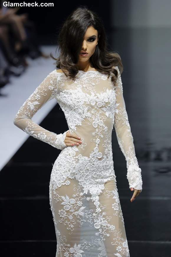 Olesya Malinskaya White Lace Gown