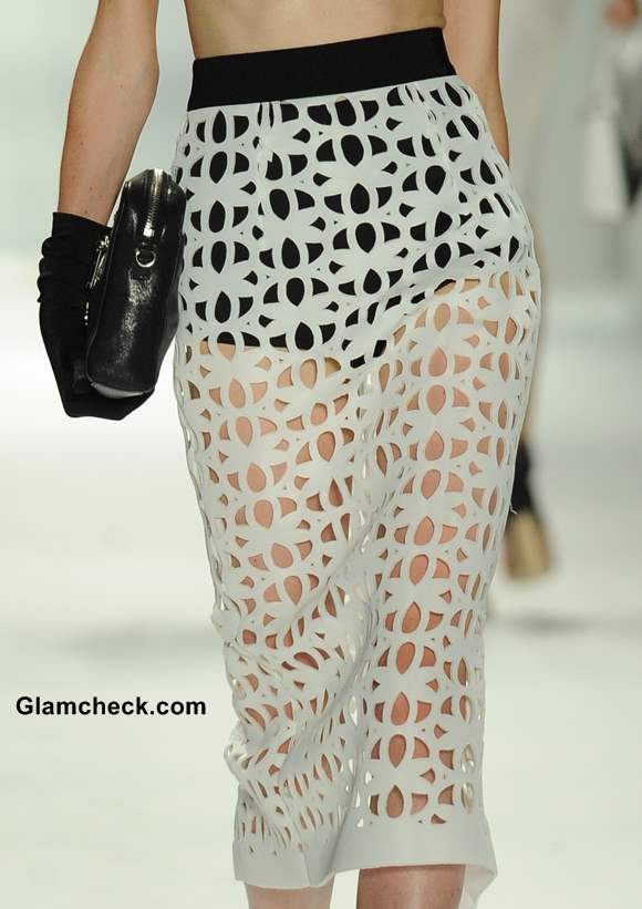 Monochrome Laser Cut Skirt by Michelle Smith