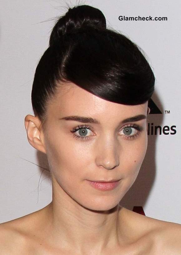 Rooney Mara Hairstyle Side-Swept Bangs