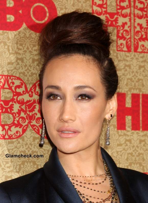 Effortless Top Knot Hairstyle 2014 Maggie Q