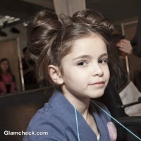 Messy Double Bun Hairstyle for Little Girls