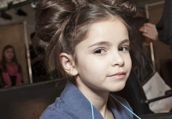 Messy Double Bun Hairstyle for Little Girls