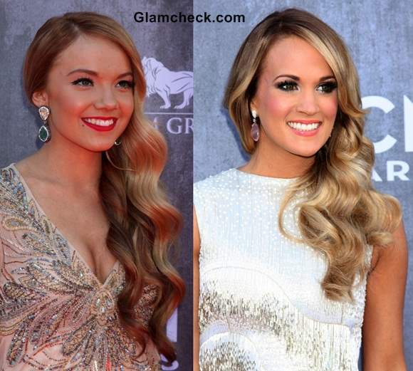 curly hairstyles half up half down carrie underwood