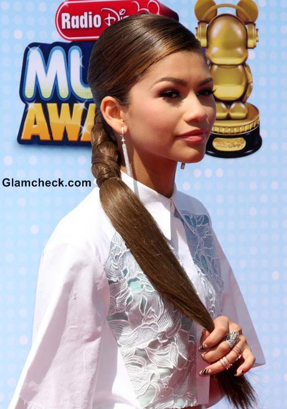 Zendaya Coleman Sports Slick Side Ponytail