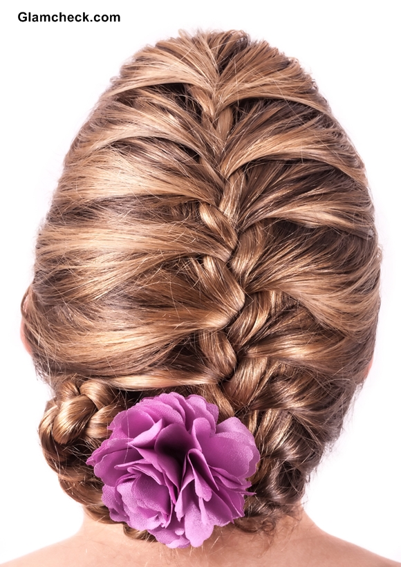 Braided hairstyle with flowers