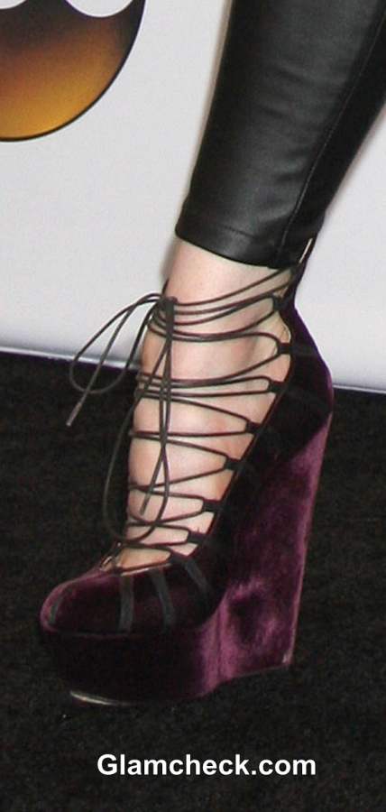 Lindsey Stirling in John Galliano Velvet Platform Heels