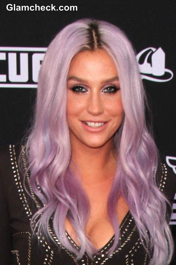 Kesha flaunting her lilac purple hair at the Planes Fire  Rescue World Premiere