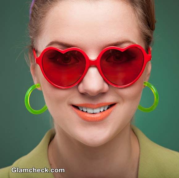 Retro Heart Shaped Sunglasses Red