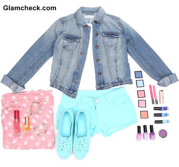 Combination Look - Denim jacket and Linen shorts