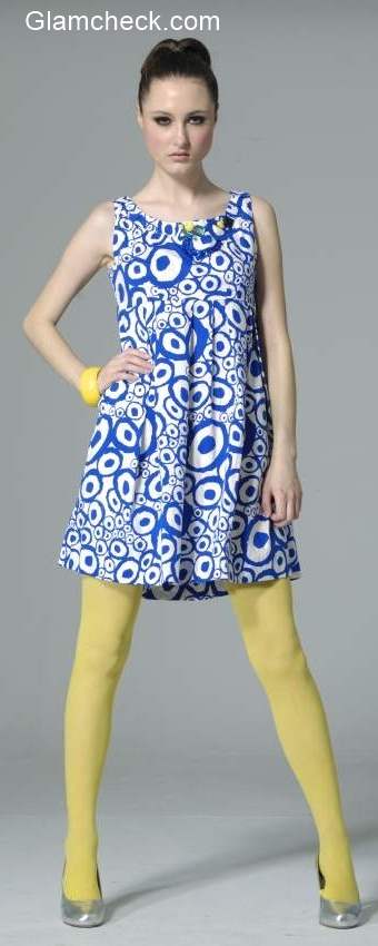 Wearing  tunic dress with colorful stockings