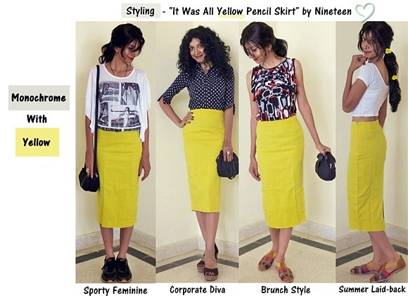 Yellow Pencil Skirt - Styling with Monochrome