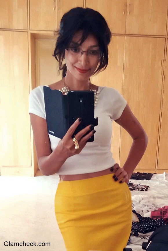 Yellow Skirt with White Top