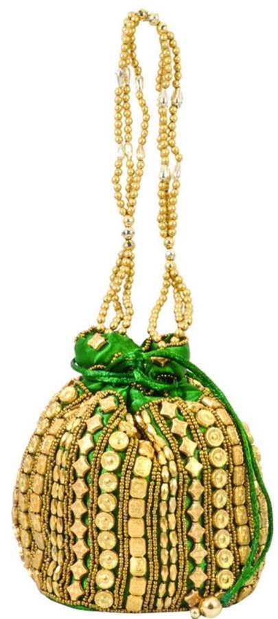 Green Golden Potli Pouch