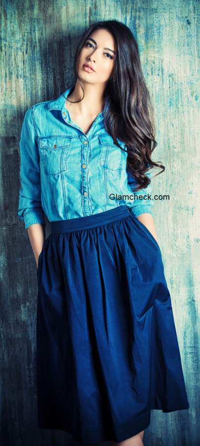 Denim Shirt with Skirt