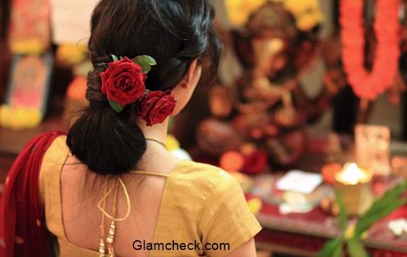 Hairstyle with Saree -Bun