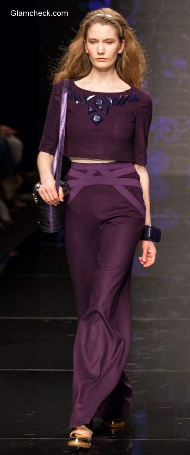 Purple Crop Top Formal Festive Wear