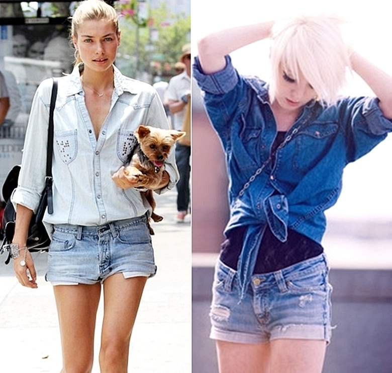 How to wear denim shirt with shorts