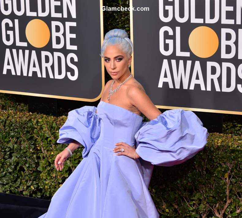 Lady Gaga Blue hair at 2019 Golden Globe Awards