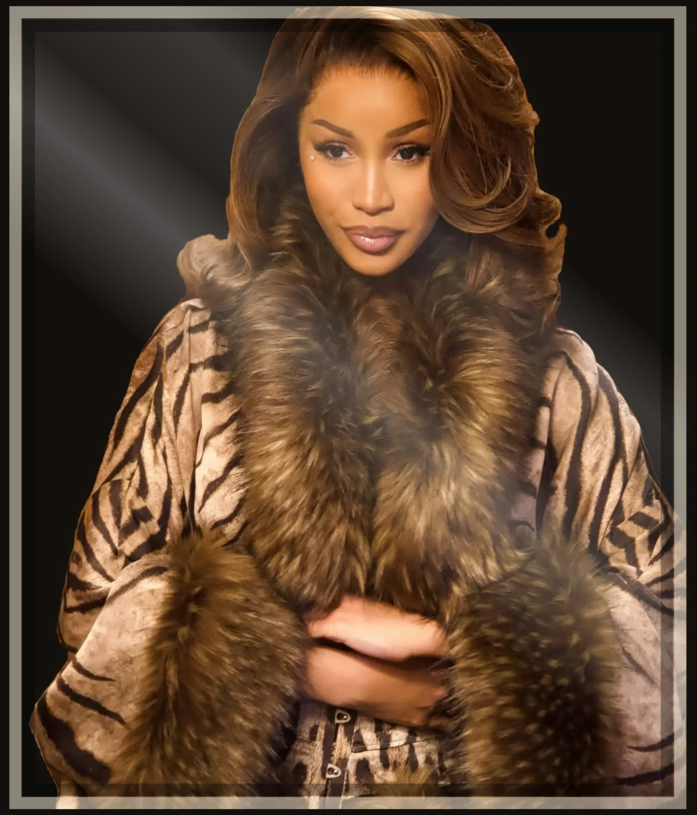 Cardi B Tiger Print Roberto Cavalli Milan Fashion Week