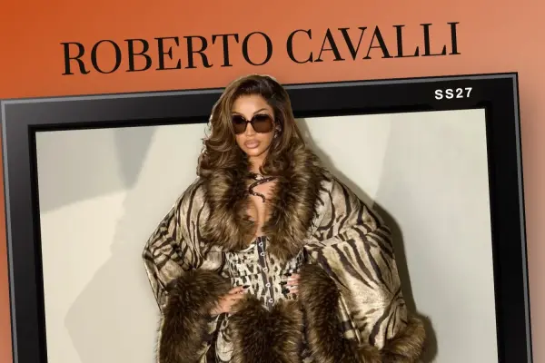 Cardi B Tiger Print Roberto Cavalli Milan Fashion Week