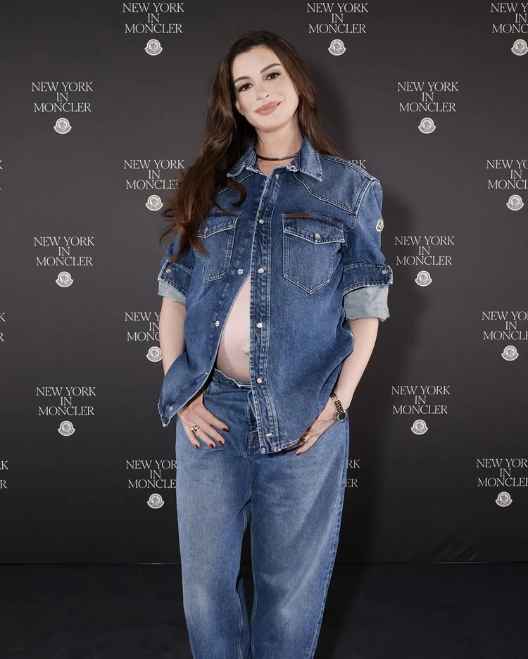 Anne Hathaway at Moncler Fifth Avenue Flagship During NYFW