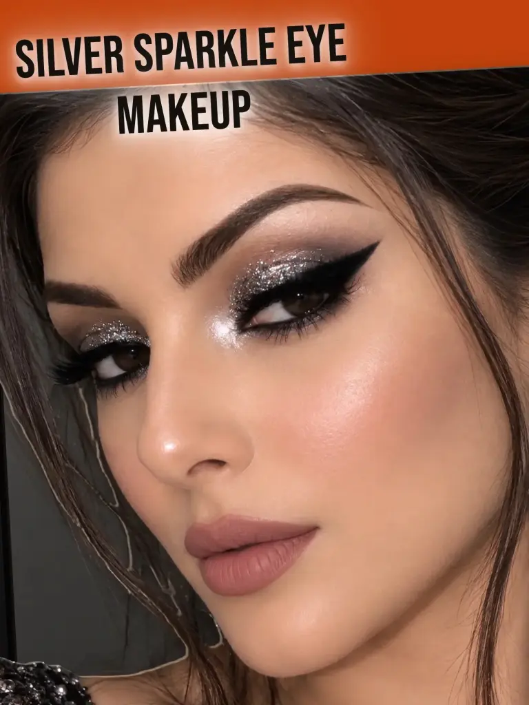 Holiday Eye Makeup Glitter Silver