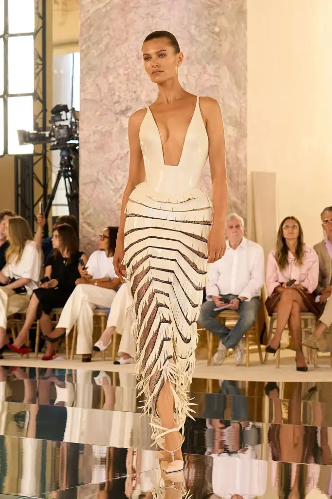 Kim Kardashian wearing an ivory Schiaparelli gown at Soho House in Mexico City