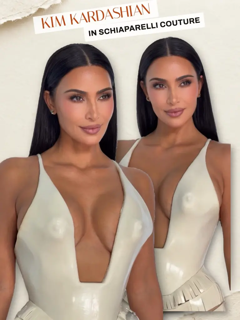 Kim Kardashian in a sculptural Schiaparelli couture gown in Mexico City