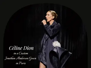 Céline Dion Dior in a Custom Jonathan Anderson Gown in Paris