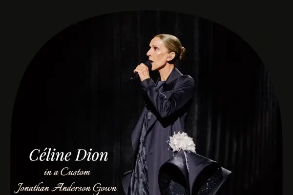 Céline Dion Dior in a Custom Jonathan Anderson Gown in Paris