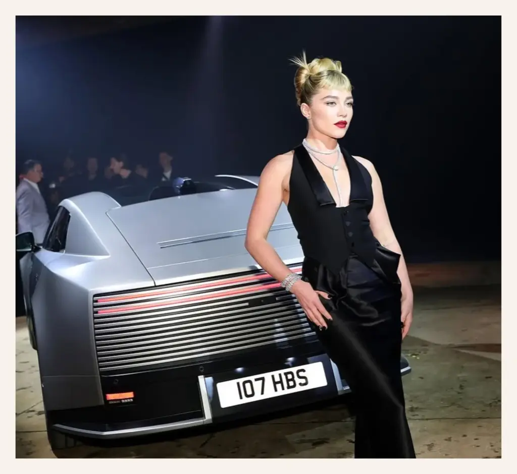 Micro bangs hairstyle Florence Pugh Jaguar Event