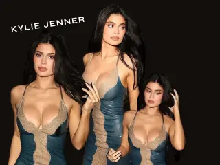Kylie Jenner Teal Dress with Lace Detailing at Kim Kardashian Birthday Party