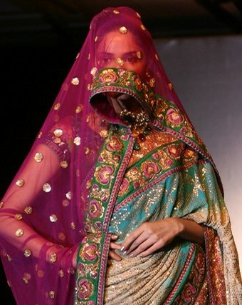 Bridal couture displayed at the Bridal Asia exhibition in New Delhi