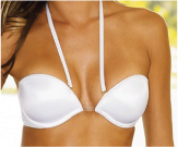 A bra with near-set straps positioned closer to the neck