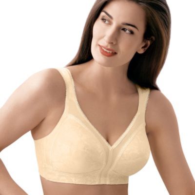 A soft-cup bra with wireless cups supported by the band