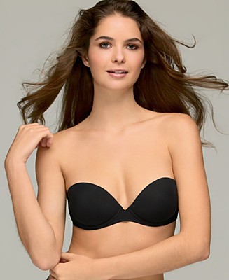 A strapless bra showing silicone grip along the inside of the band