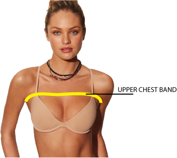 Measuring the upper chest circumference above the breasts and under the armpits
