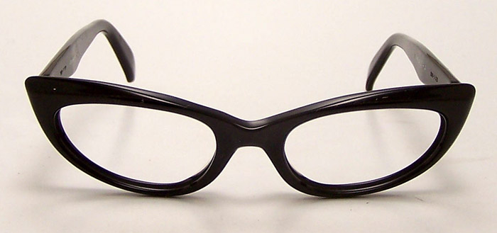 A cat-eye shaped eyeglass frame