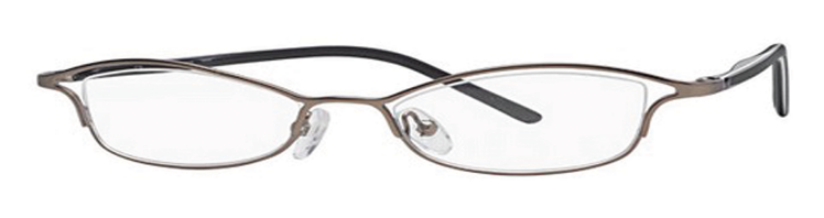 A rimless cat-eye eyeglass frame