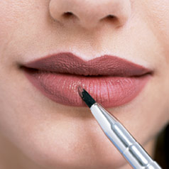 A pointed lip brush for precise lipstick application