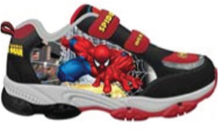 Children's footwear featuring Spiderman and WWE character graphics