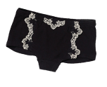 Boy shorts cut straight across the upper thigh