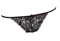 A g-string with minimal front coverage and a narrow rear string