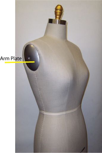 The arm plate on a dress form