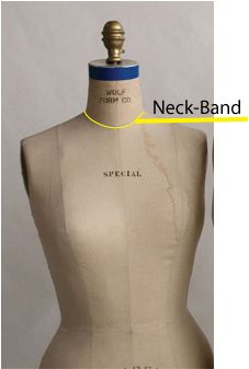 The neck band on a dress form