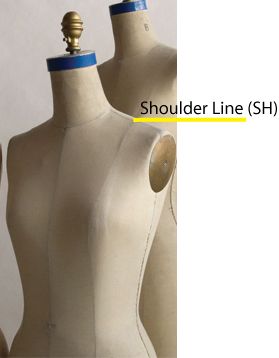 The shoulder line on a dress form