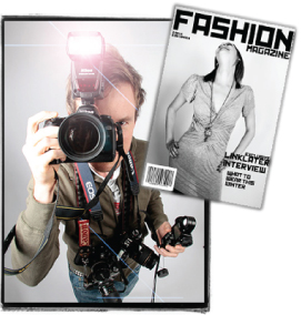A fashion photographer on a shoot