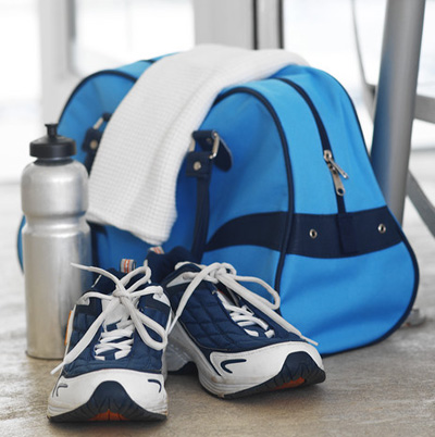 A compartmented gym bag