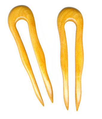 A two-pronged hair fork